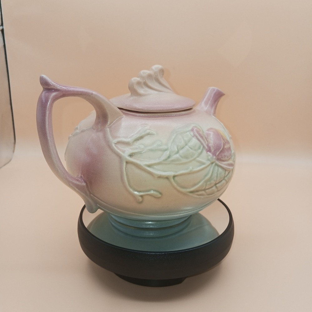 Hull Art Pottery Wildflower Teapot Pink Blue Yellow Floral W-10 1940s Vintage - Picture 4 of 9